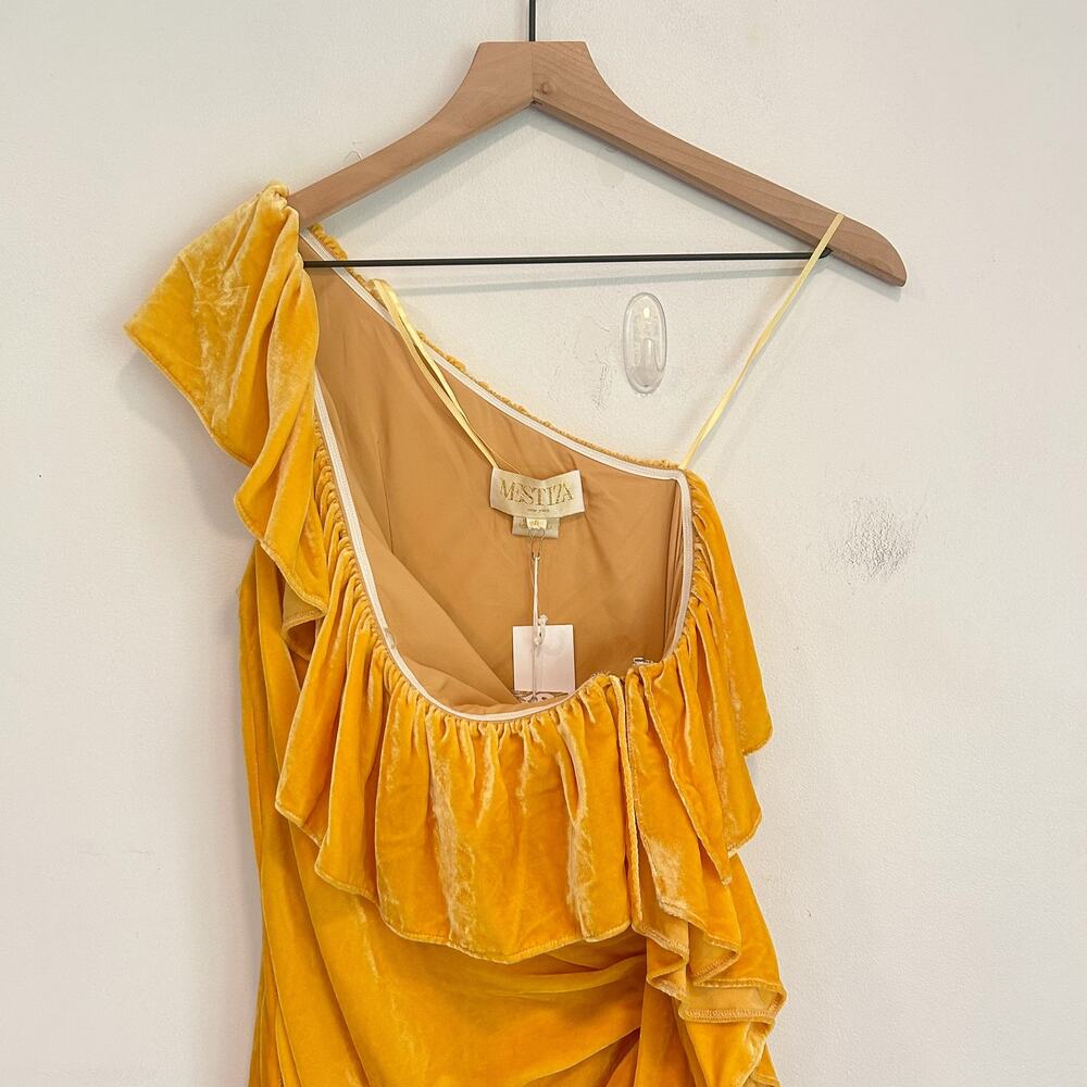 NEW Mestiza New York Flamenco Velvet Ruffle Dress Yellow Size 4 - Picture 6 of 10